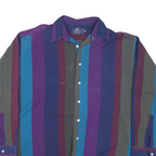VAN HEUSEN Mens Blue & Purple Striped Casual Shirt L Button Cotton Blend