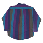 VAN HEUSEN Mens Blue & Purple Striped Casual Shirt L Button Cotton Blend