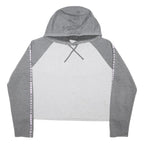 UNDER ARMOUR Womens Grey & White Cropped Pullover Hoodie L Athletic Casual