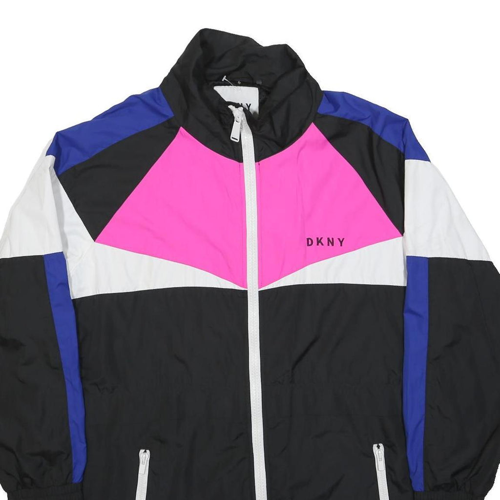 DKNY Mens Black & Pink Colourblock Zip Jacket XL Polyester Lightweight