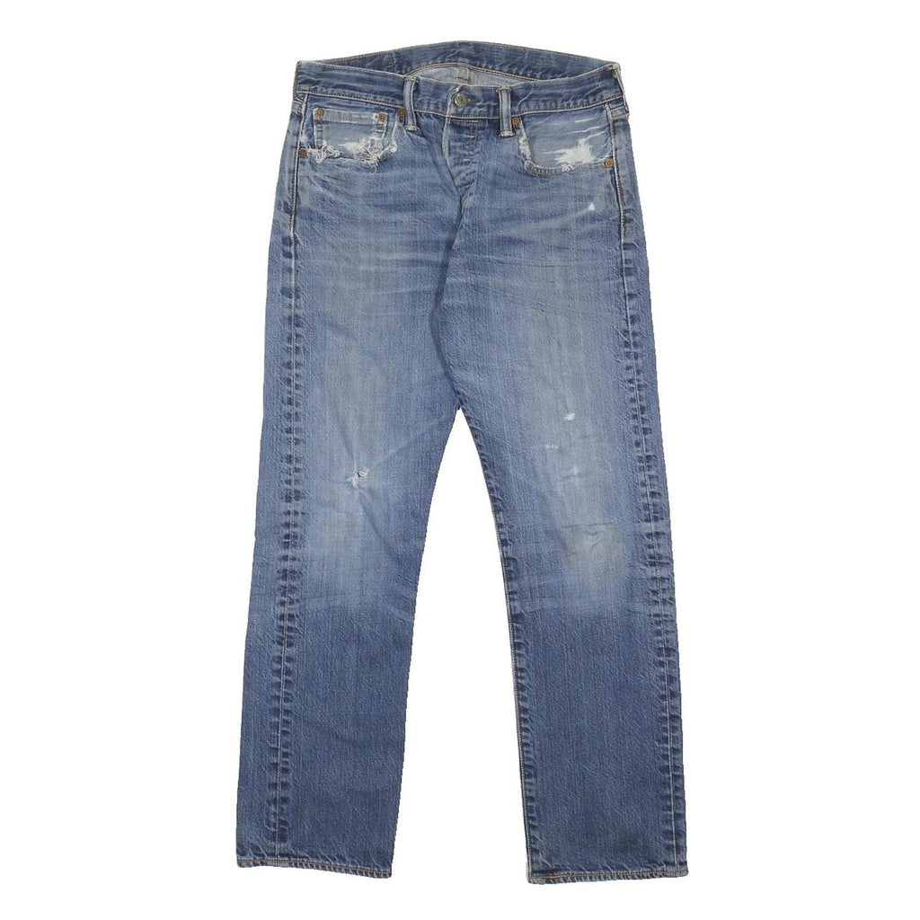 LEVI'S 501 Mens Jeans Blue Regular Straight Denim Medium W32 L30 Classic Button