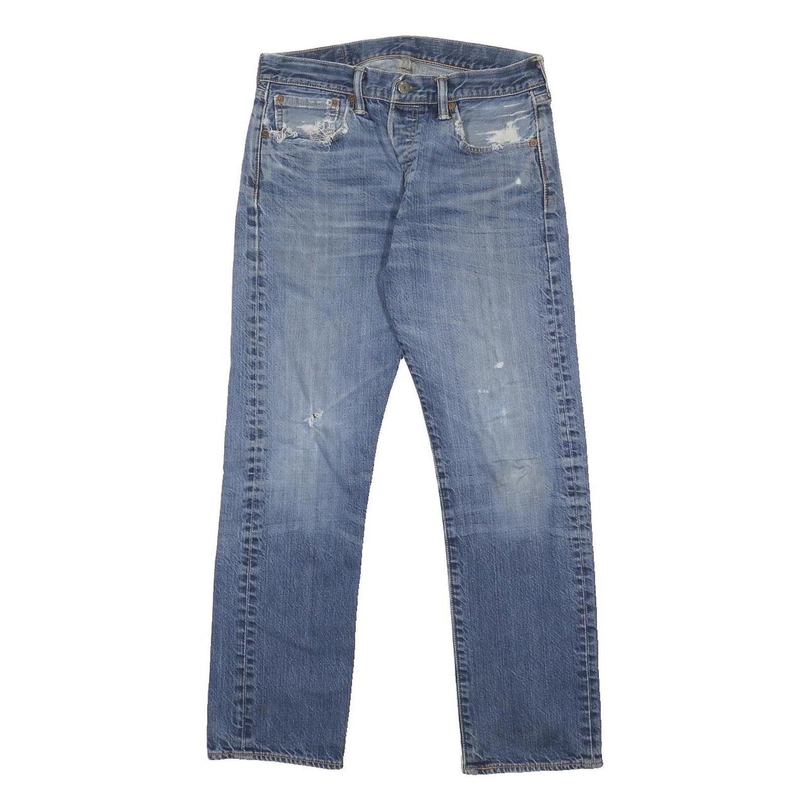 LEVI'S 501 Mens Jeans Blue Regular Straight Denim Medium W32 L30 Classic Button