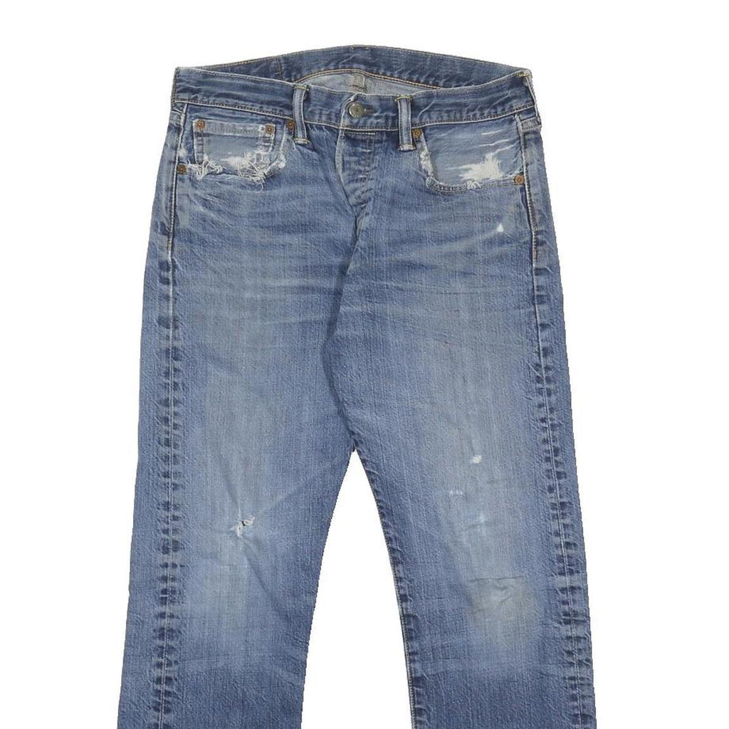 LEVI'S 501 Mens Jeans Blue Regular Straight Denim Medium W32 L30 Classic Button