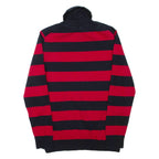 TOMMY HILFIGER Womens Patterned Jumper Red Striped Roll Neck Tight Knit L