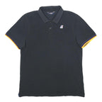 K-WAY Mens Black Polo Shirt L Cotton Blend Short Sleeve Logo Casual