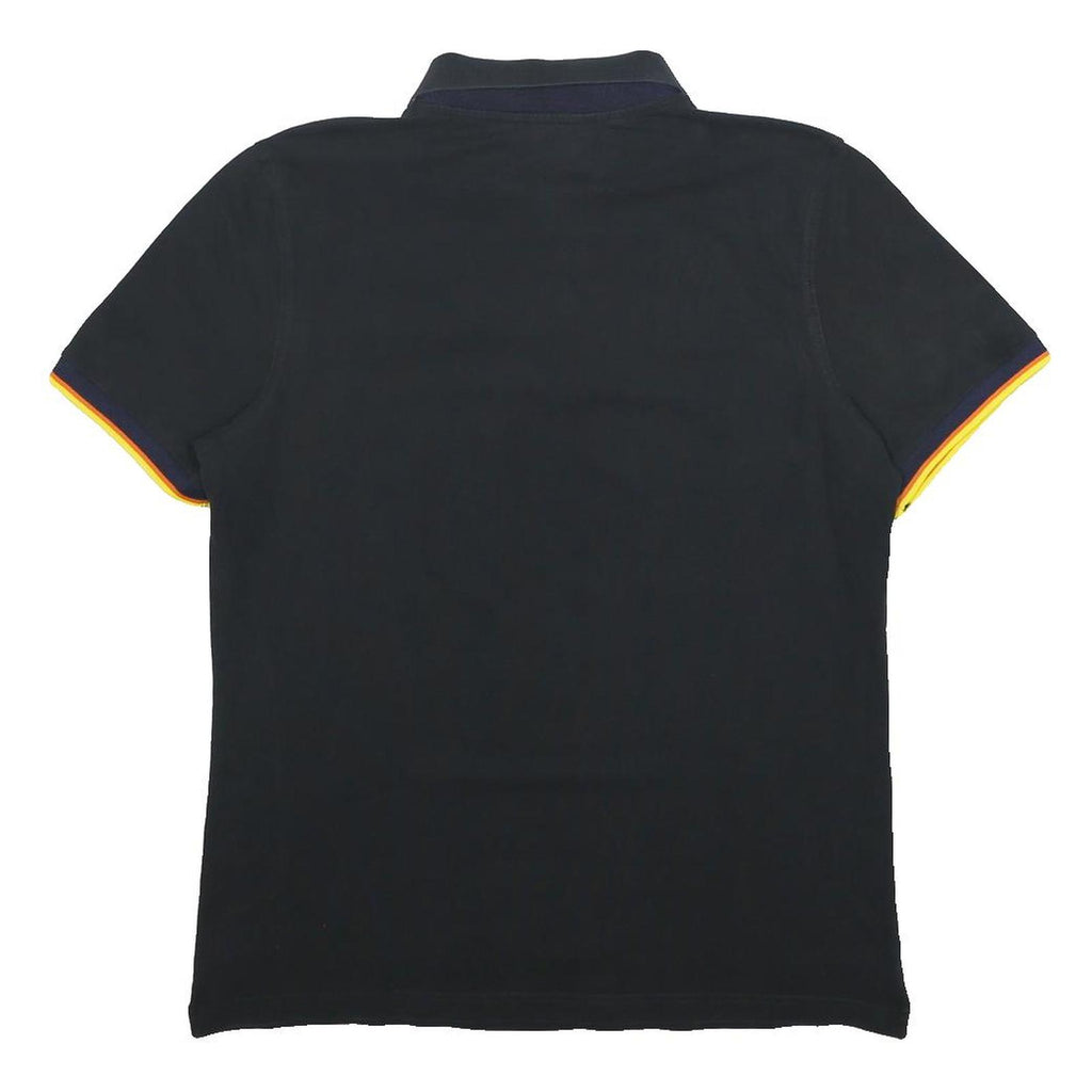 K-WAY Mens Black Polo Shirt L Cotton Blend Short Sleeve Logo Casual