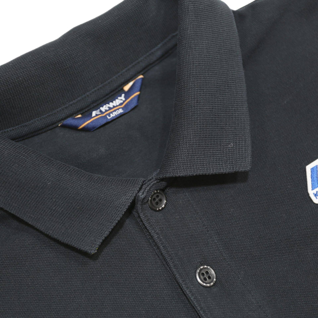 K-WAY Mens Black Polo Shirt L Cotton Blend Short Sleeve Logo Casual