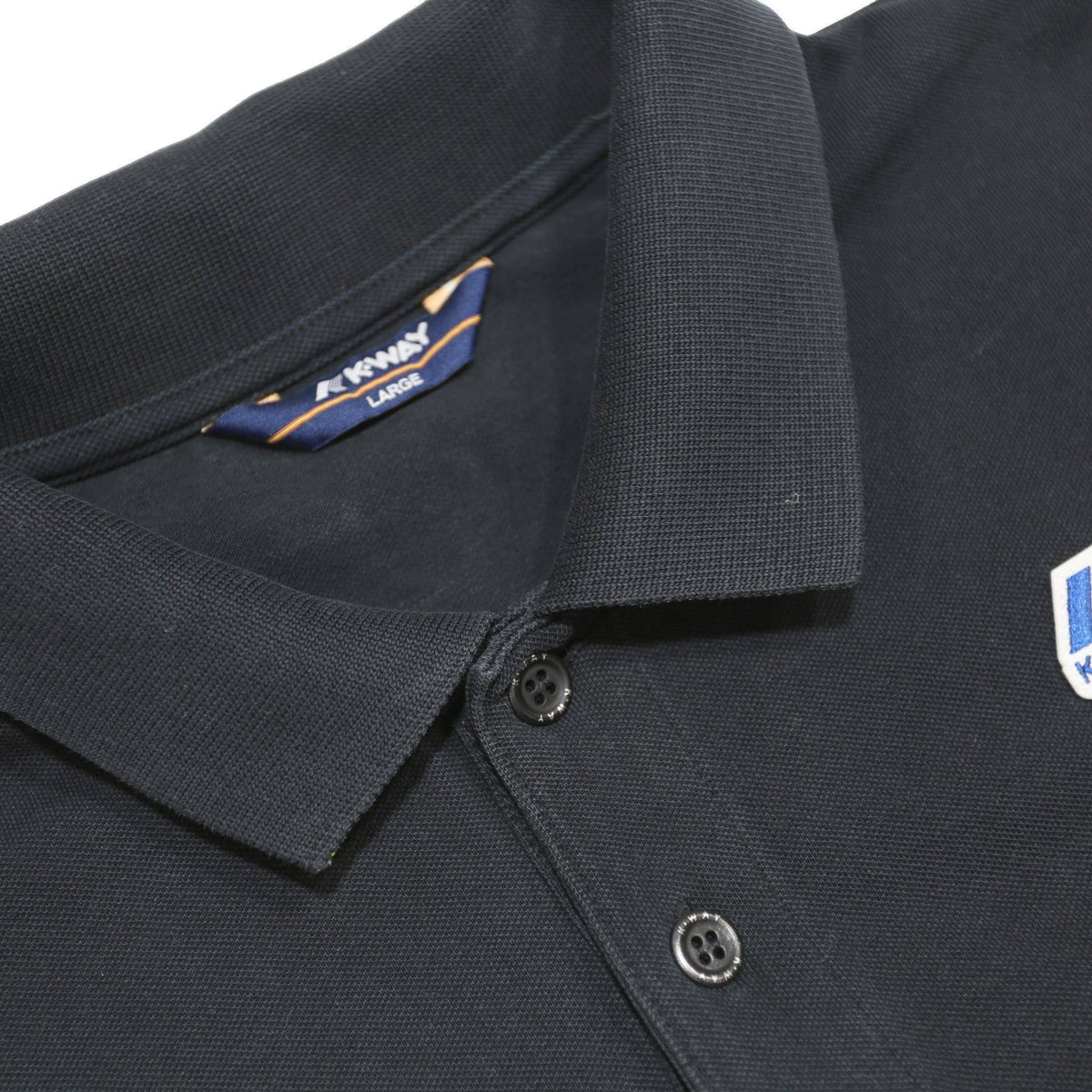 K-WAY Mens Black Polo Shirt L Cotton Blend Short Sleeve Logo Casual