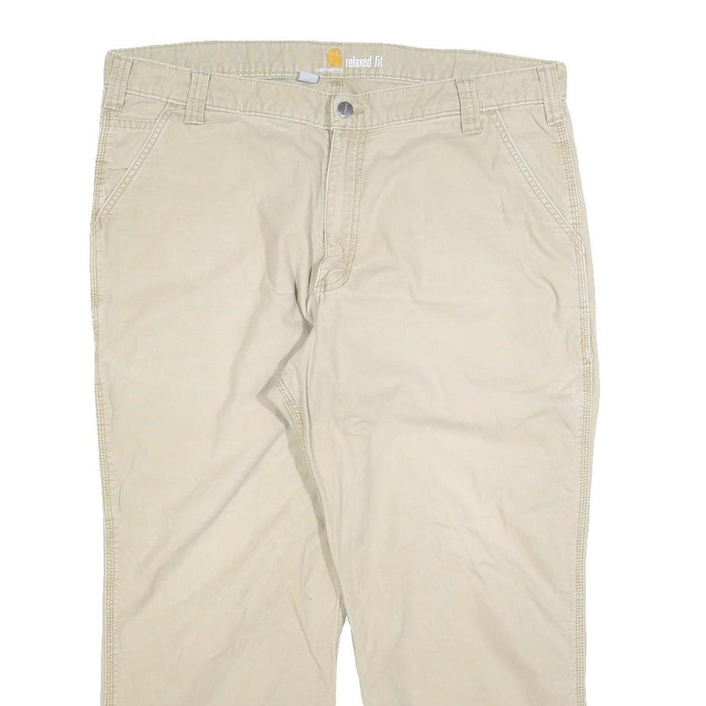 CARHARTT Mens Beige Cotton Blend Relaxed Fit Straight Trousers W40 L26 Workwear