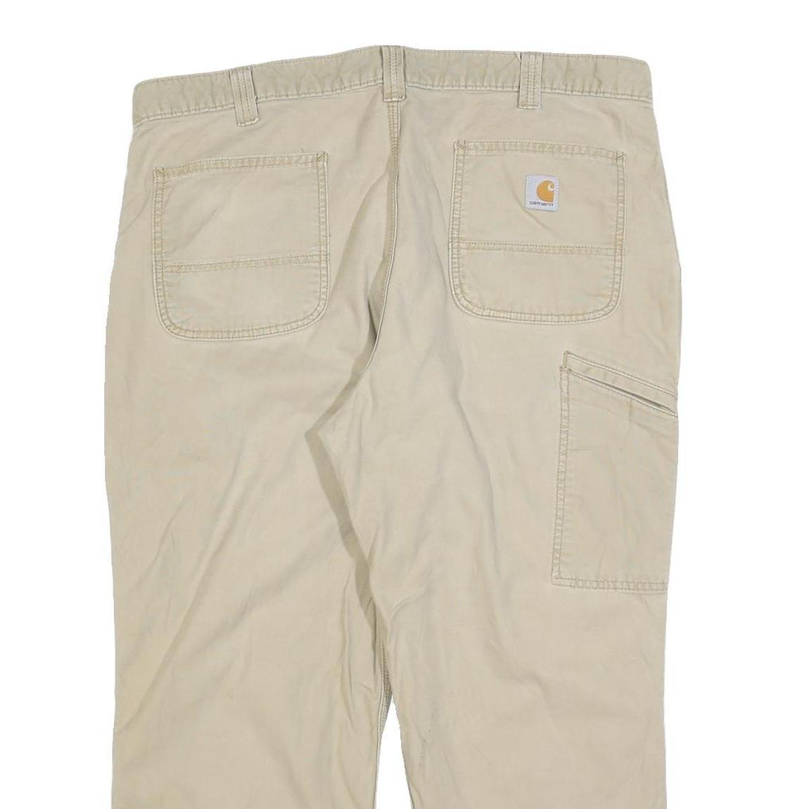 CARHARTT Mens Beige Cotton Blend Relaxed Fit Straight Trousers W40 L26 Workwear
