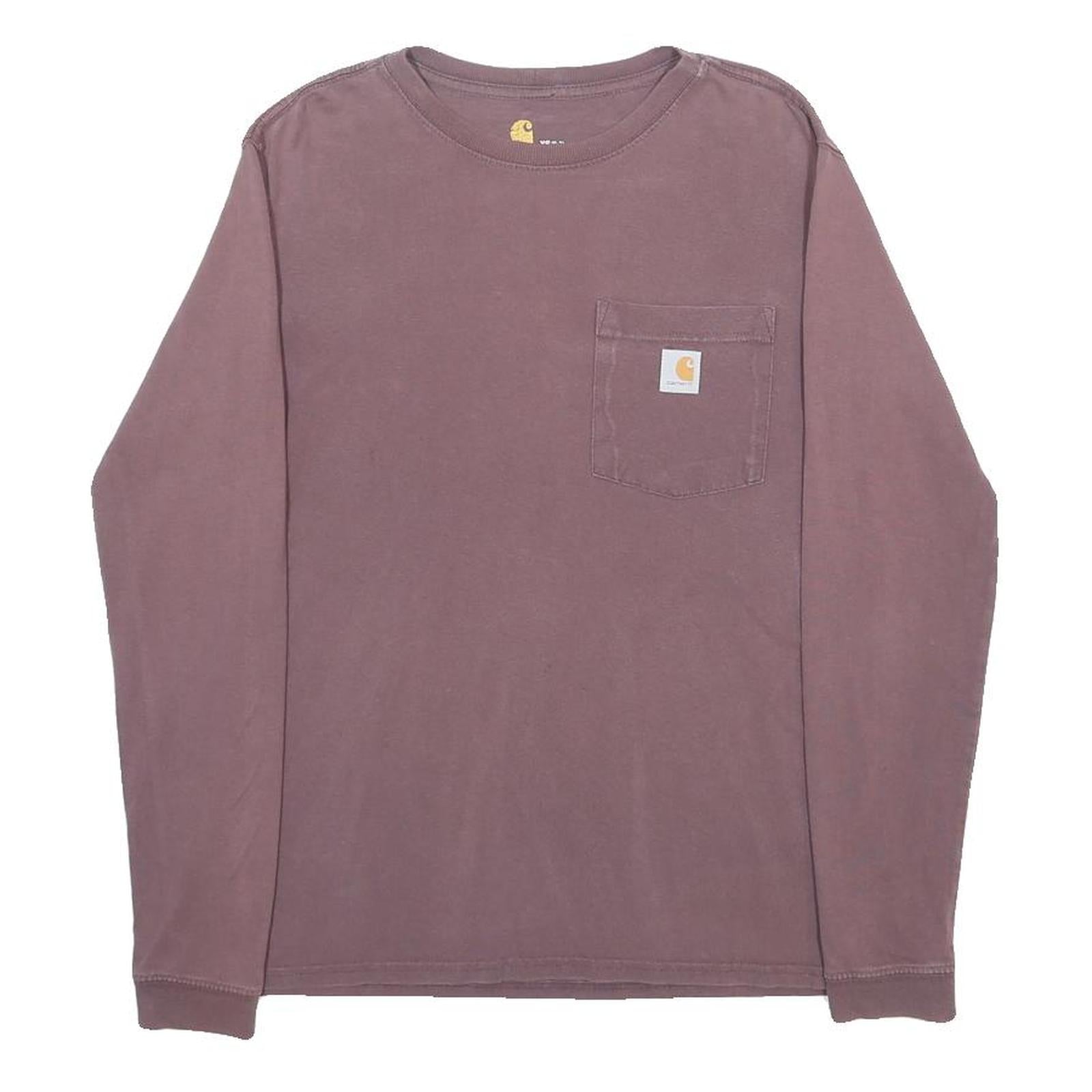 CARHARTT Womens Brown Long Sleeve Crew Neck T-Shirt XS Cotton Blend Pocket