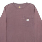 CARHARTT Womens Brown Long Sleeve Crew Neck T-Shirt XS Cotton Blend Pocket