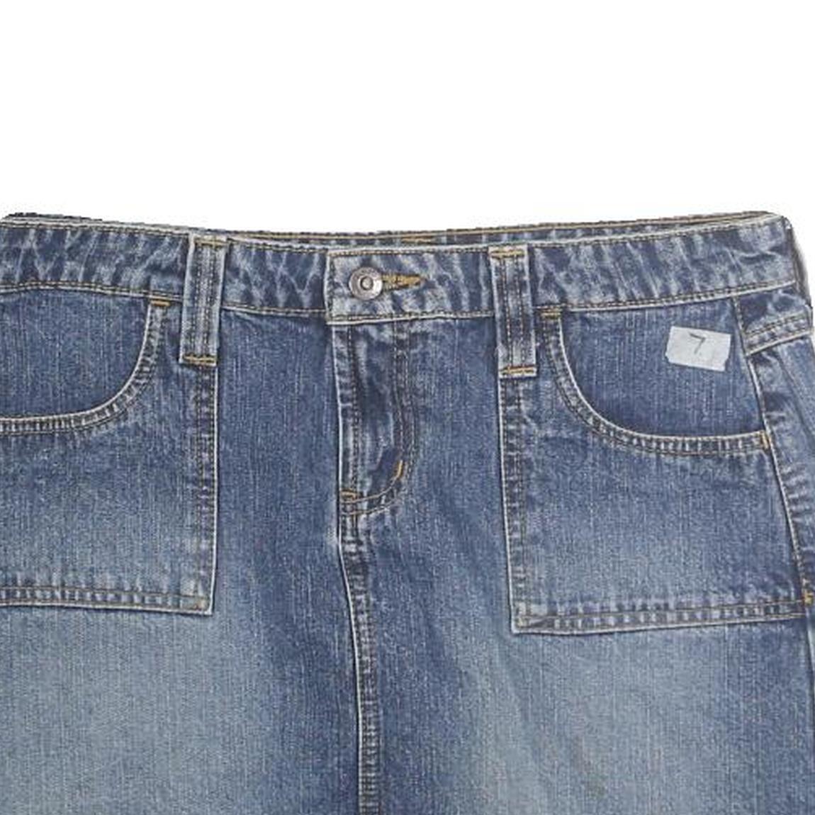 LEI Womens Blue Denim Mini Cotton Skirt Size M Pockets Casual Summer
