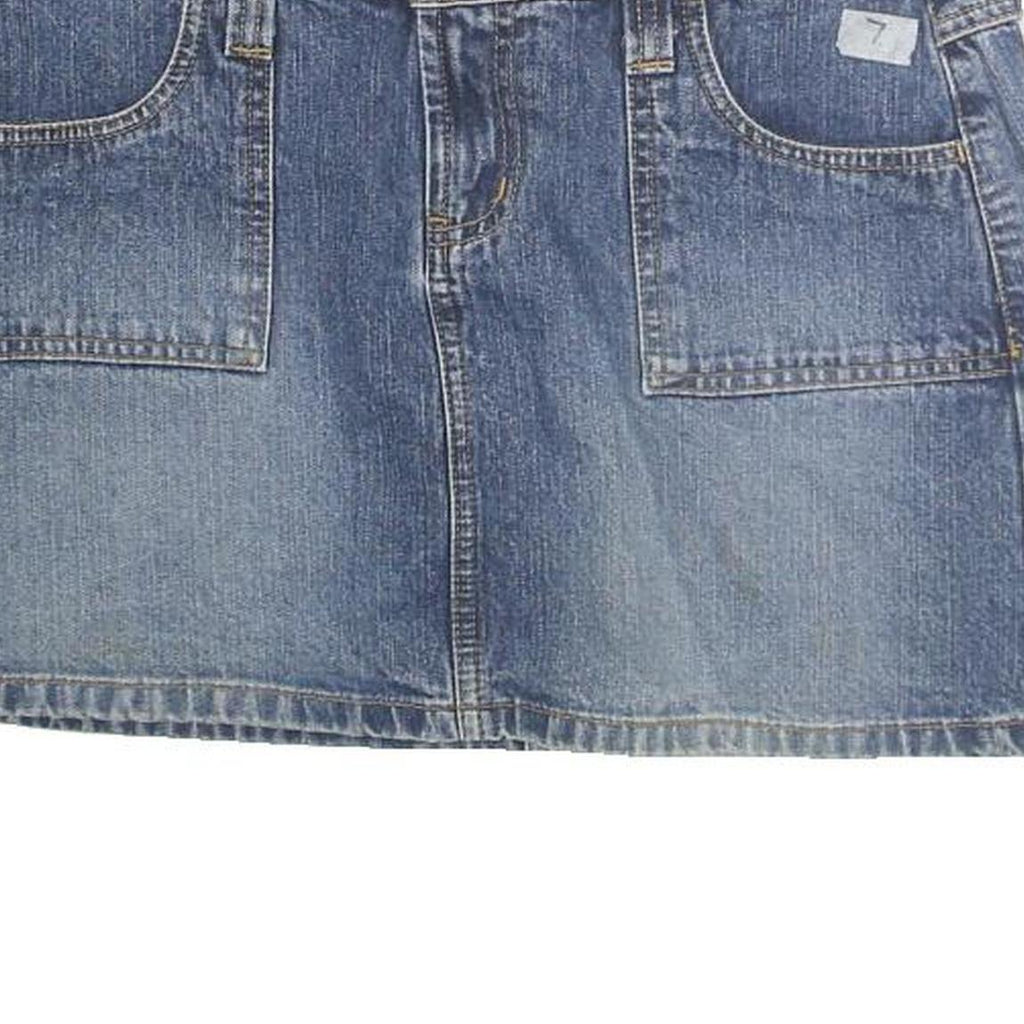 LEI Womens Blue Denim Mini Cotton Skirt Size M Pockets Casual Summer