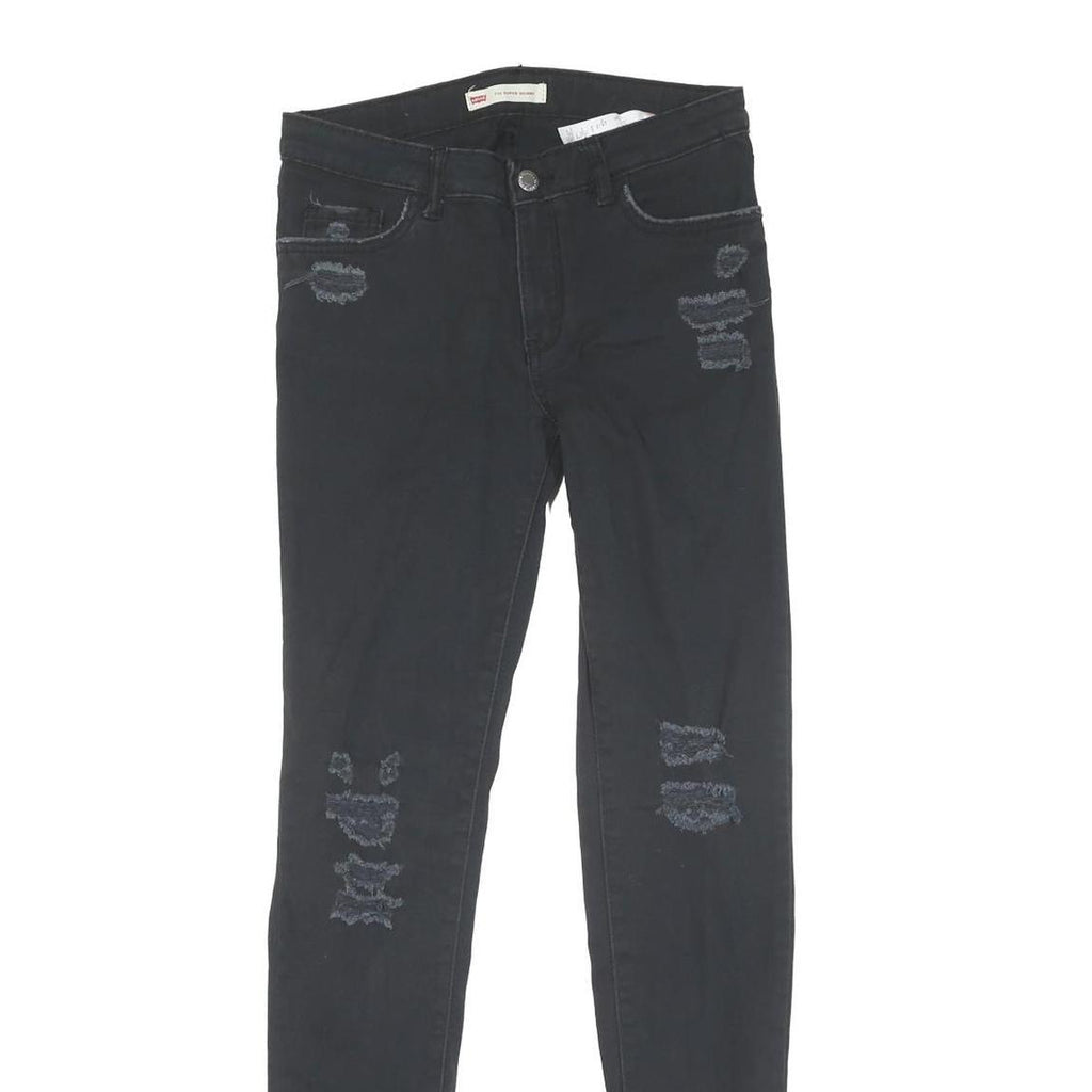 LEVI'S 710 Womens Jeans Black Regular Skinny Denim W28 L30 Distressed Style