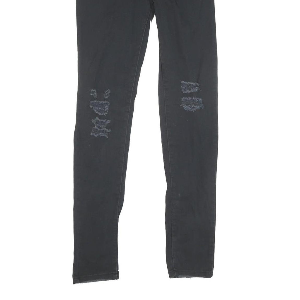 LEVI'S 710 Womens Jeans Black Regular Skinny Denim W28 L30 Distressed Style