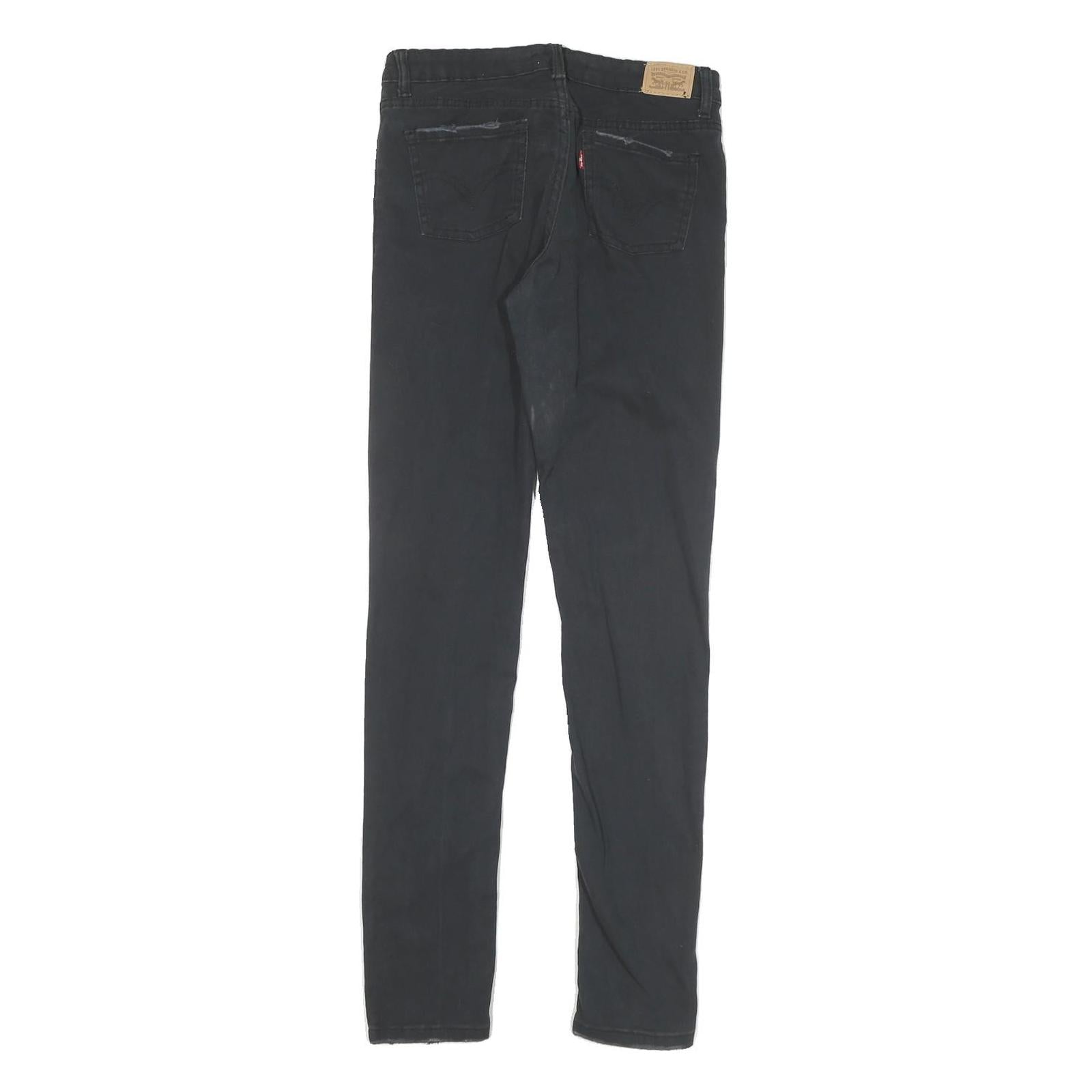 LEVI'S 710 Womens Jeans Black Regular Skinny Denim W28 L30 Distressed Style