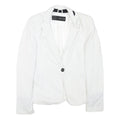 ZARA BASIC Womens White & Black Polka Dot Blazer Jacket S Acetate Button Closure