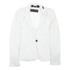 ZARA BASIC Womens White & Black Polka Dot Blazer Jacket S Acetate Button Closure