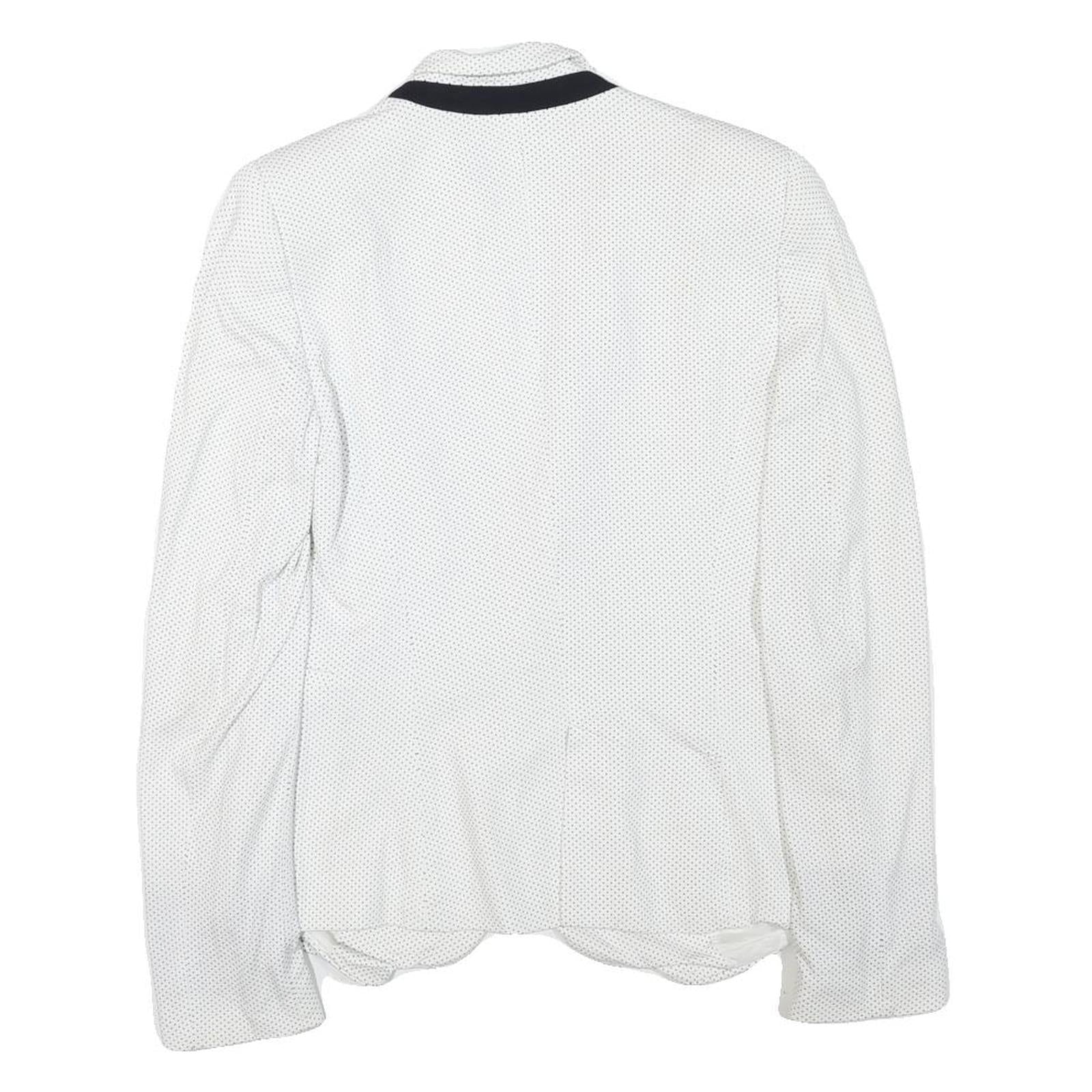 ZARA BASIC Womens White & Black Polka Dot Blazer Jacket S Acetate Button Closure