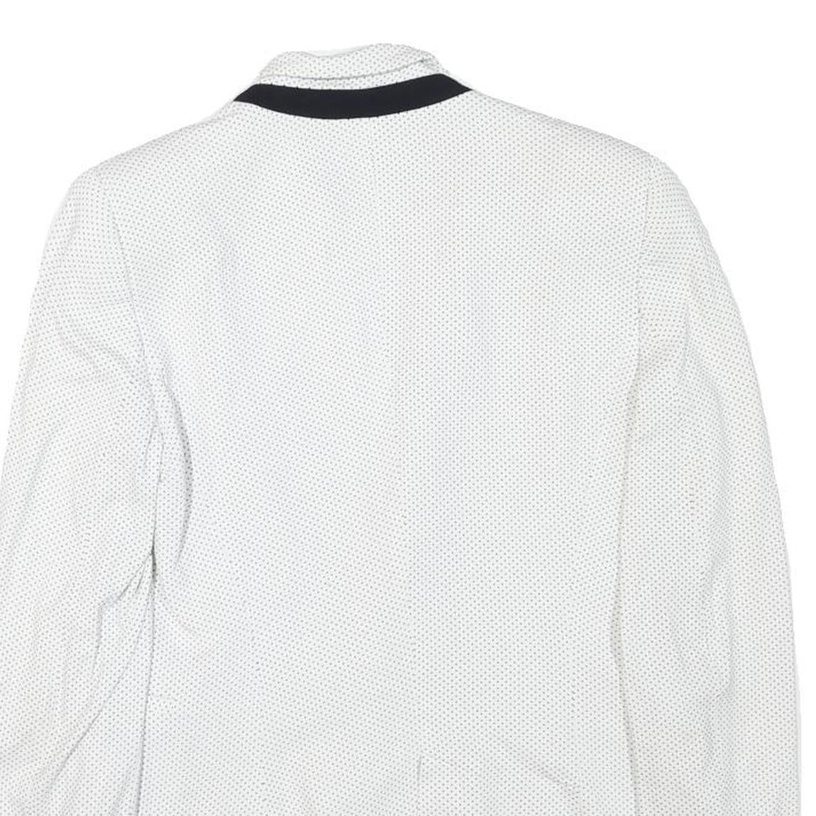 ZARA BASIC Womens White & Black Polka Dot Blazer Jacket S Acetate Button Closure
