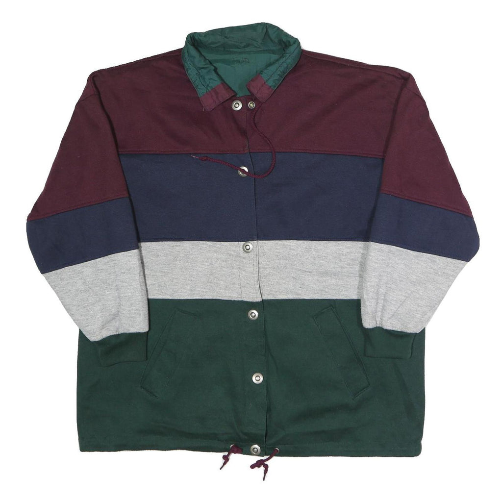 CURRENT SEEN Womens Burgundy Navy Grey Green Colour Block Reversible Jacket One