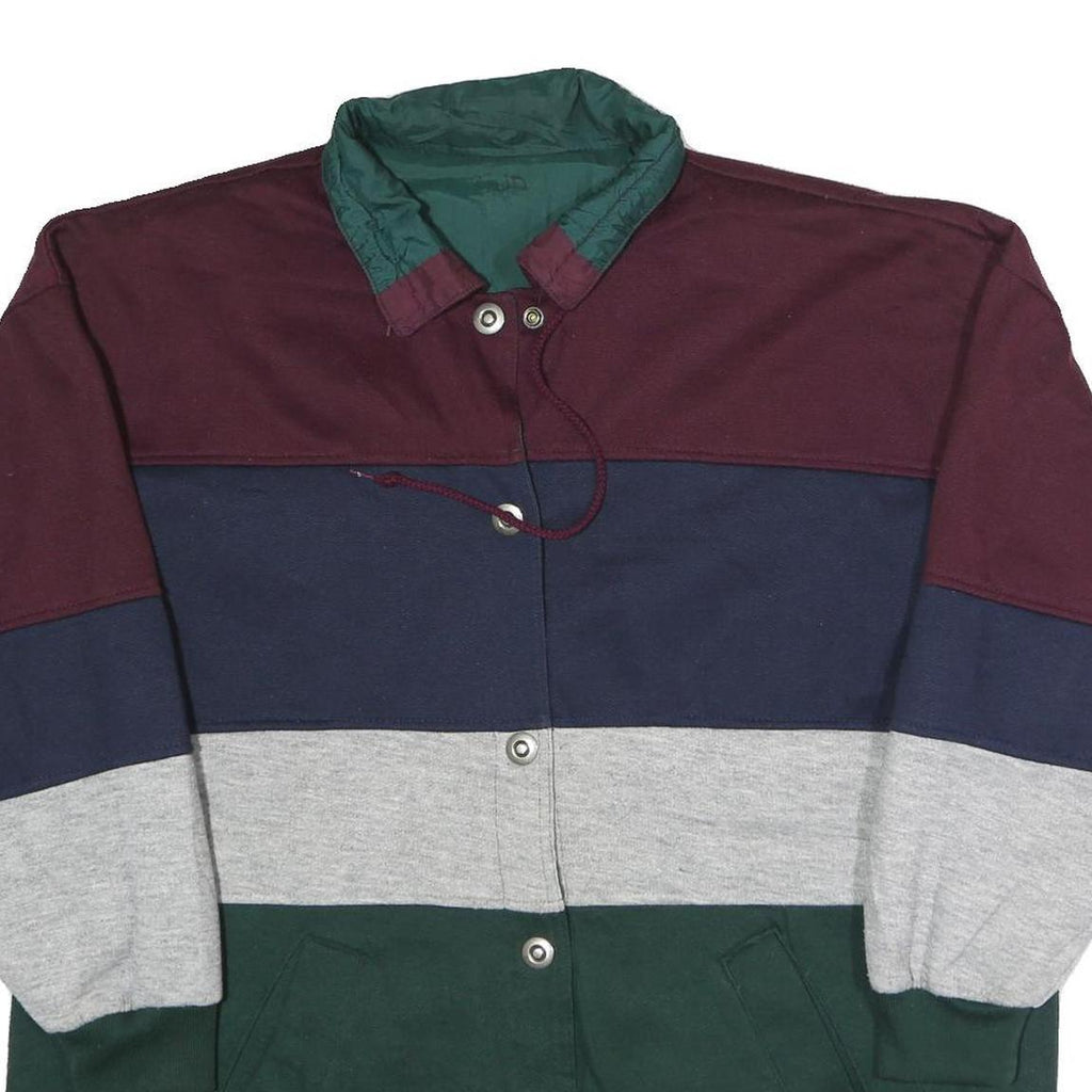 CURRENT SEEN Womens Burgundy Navy Grey Green Colour Block Reversible Jacket One