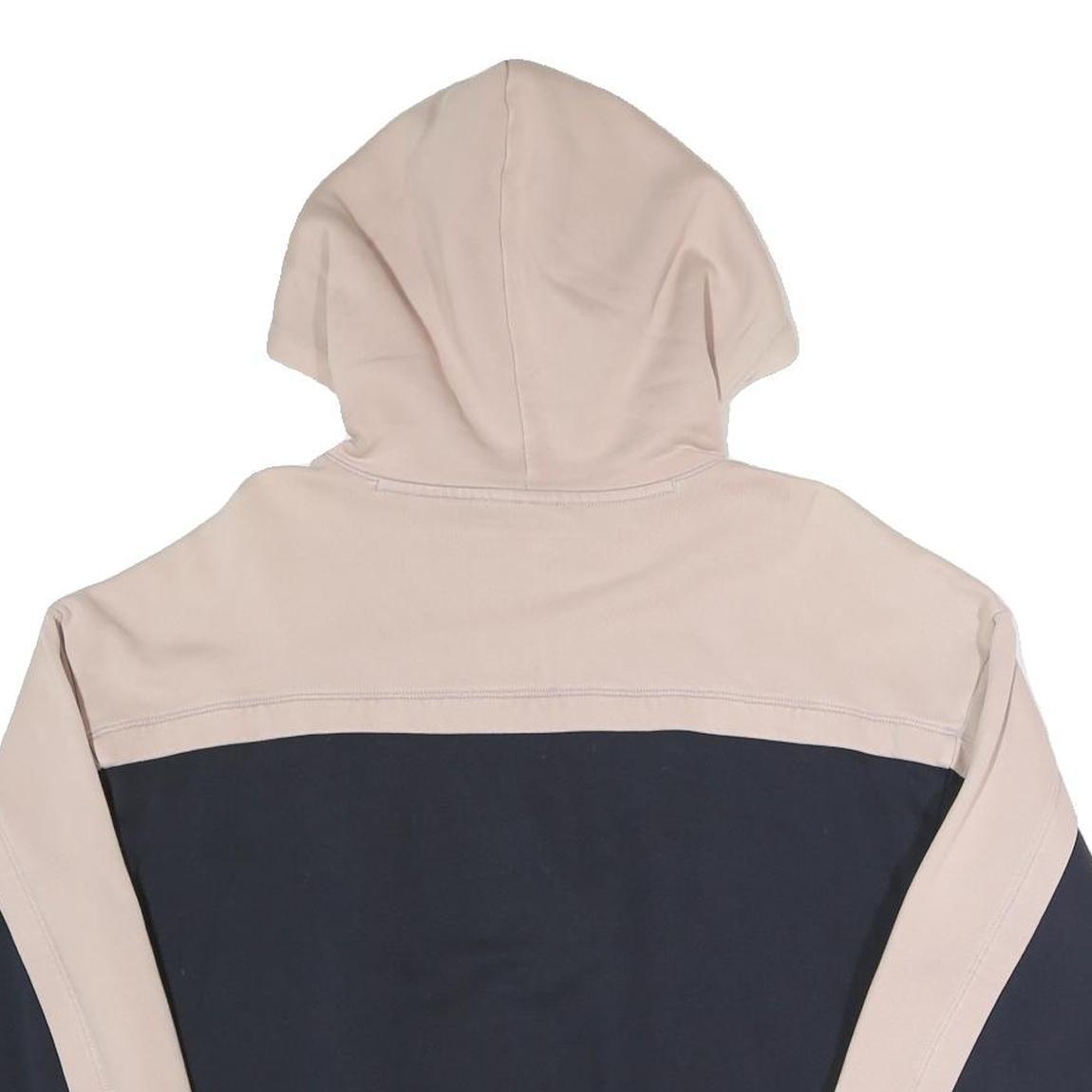 CHAMPION Womens Beige & Navy Hoodie S Cotton Blend Casual Drawstring Hood
