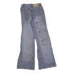 MING YANG Womens Blue Regular Jeans Denim W24 L30 Patchwork Zip Pockets