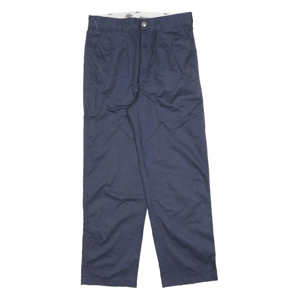 DICKIES Mens Relaxed Navy Cotton Blend Trousers W30 L30 Workwear Zip Closure