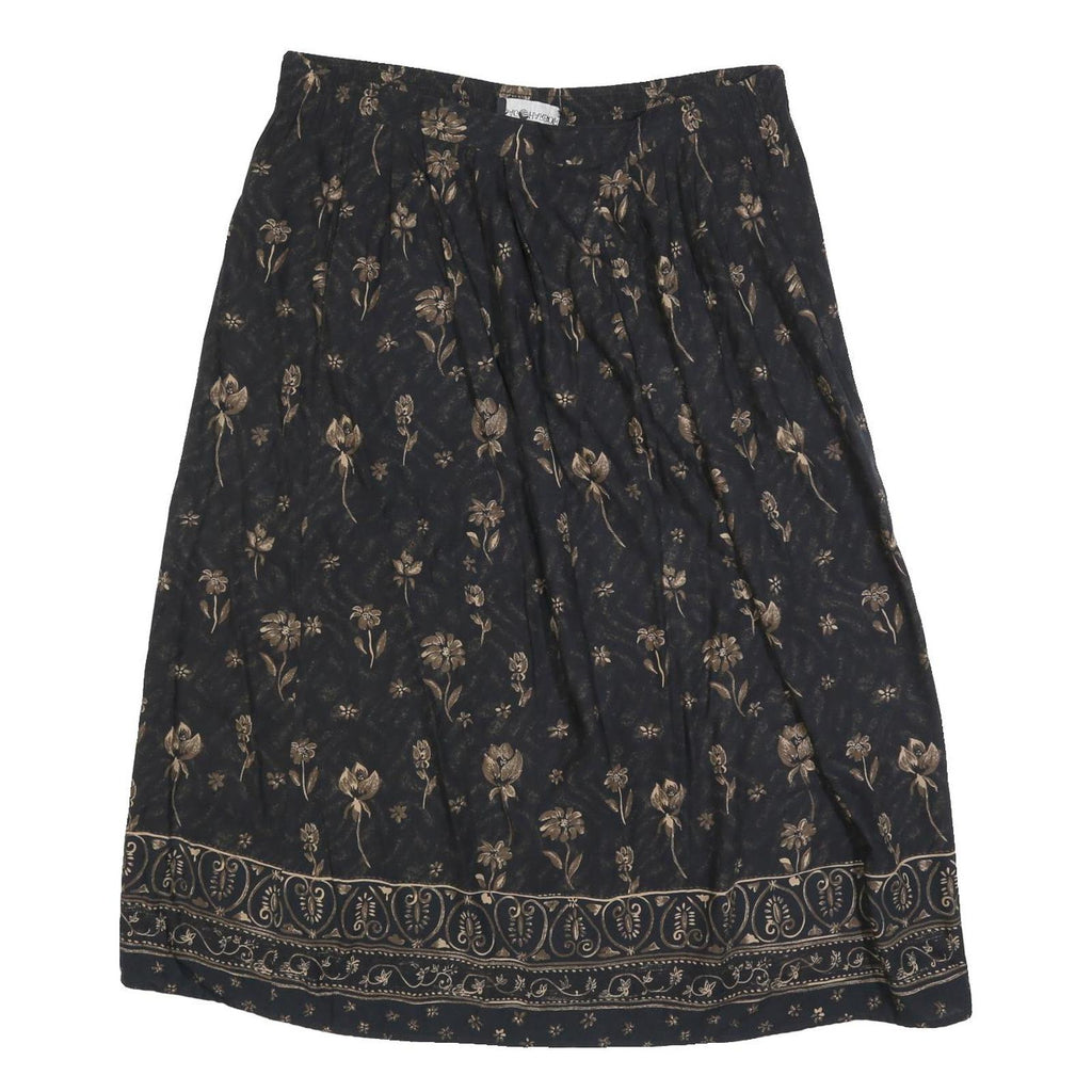 SAG HARBOR Womens Black & Beige Floral Midi Straight Skirt Cotton Blend L