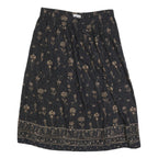 SAG HARBOR Womens Black & Beige Floral Midi Straight Skirt Cotton Blend L