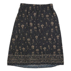 SAG HARBOR Womens Black & Beige Floral Midi Straight Skirt Cotton Blend L