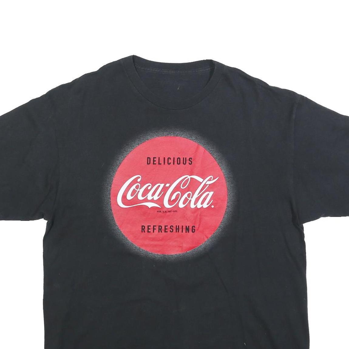 Mens Black Red Coca-Cola Graphic T-Shirt XL Short Sleeve Crew Neck Vintage Style
