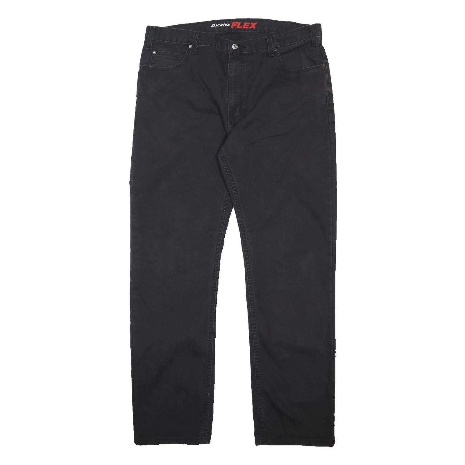 DICKIES Mens Cotton Blend Black Regular Fit Trousers W38 L33 Workwear Zip