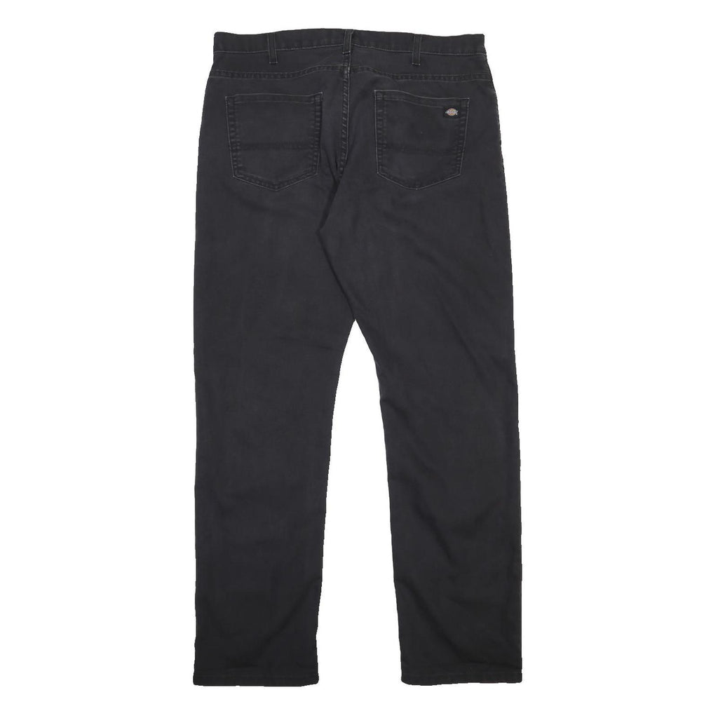 DICKIES Mens Cotton Blend Black Regular Fit Trousers W38 L33 Workwear Zip