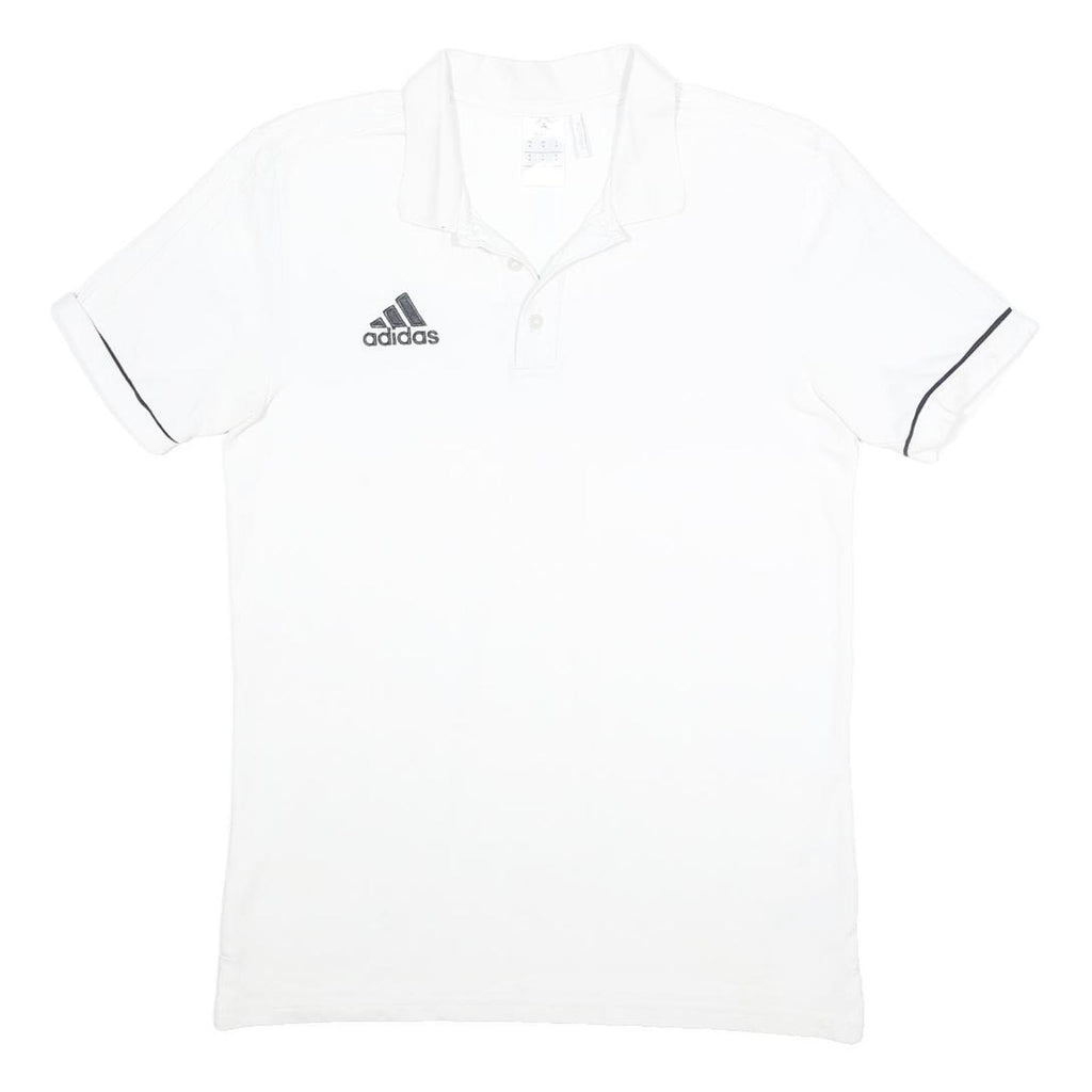 ADIDAS Mens White Polo Shirt M Cotton Blend Short Sleeve Logo Sport Basic