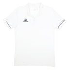 ADIDAS Mens White Polo Shirt M Cotton Blend Short Sleeve Logo Sport Basic