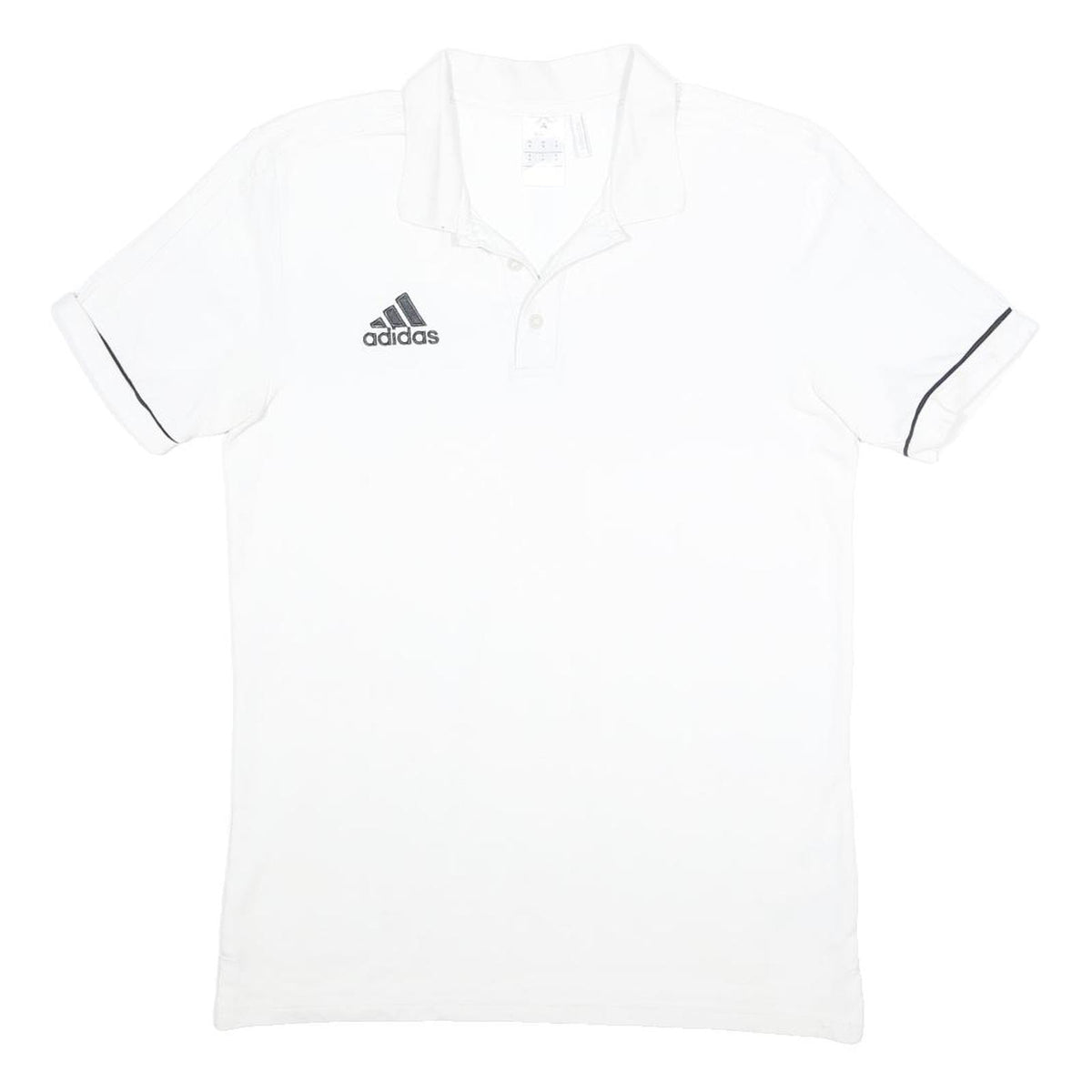 ADIDAS Mens White Polo Shirt M Cotton Blend Short Sleeve Logo Sport Basic