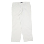 DOCKERS Mens Cotton Blend White Regular Straight Trousers W36 L30 Classic Zip