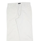 DOCKERS Mens Cotton Blend White Regular Straight Trousers W36 L30 Classic Zip