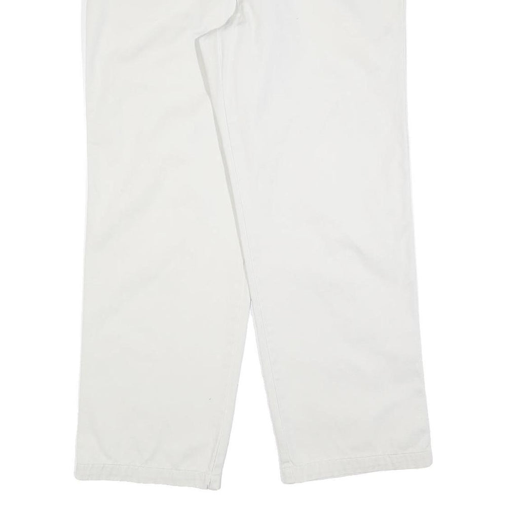 DOCKERS Mens Cotton Blend White Regular Straight Trousers W36 L30 Classic Zip