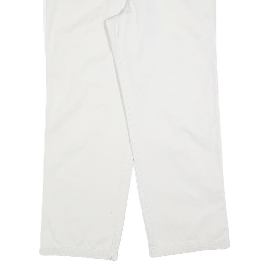 DOCKERS Mens Cotton Blend White Regular Straight Trousers W36 L30 Classic Zip