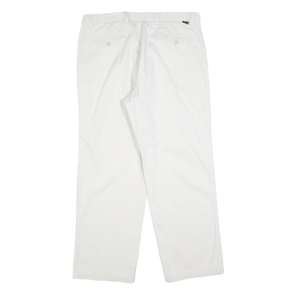 DOCKERS Mens Cotton Blend White Regular Straight Trousers W36 L30 Classic Zip