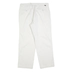 DOCKERS Mens Cotton Blend White Regular Straight Trousers W36 L30 Classic Zip