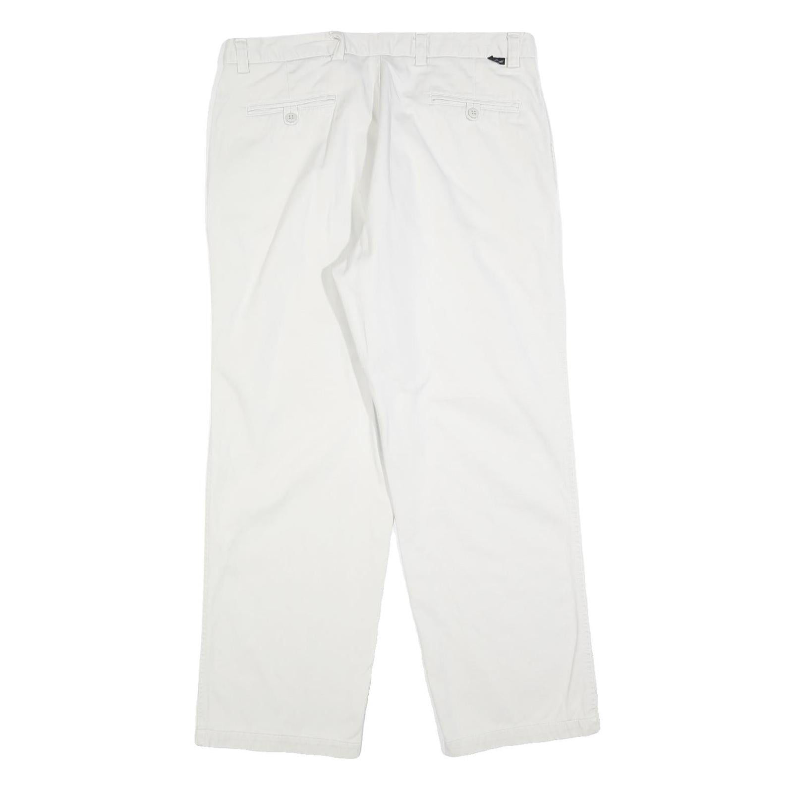 DOCKERS Mens Cotton Blend White Regular Straight Trousers W36 L30 Classic Zip