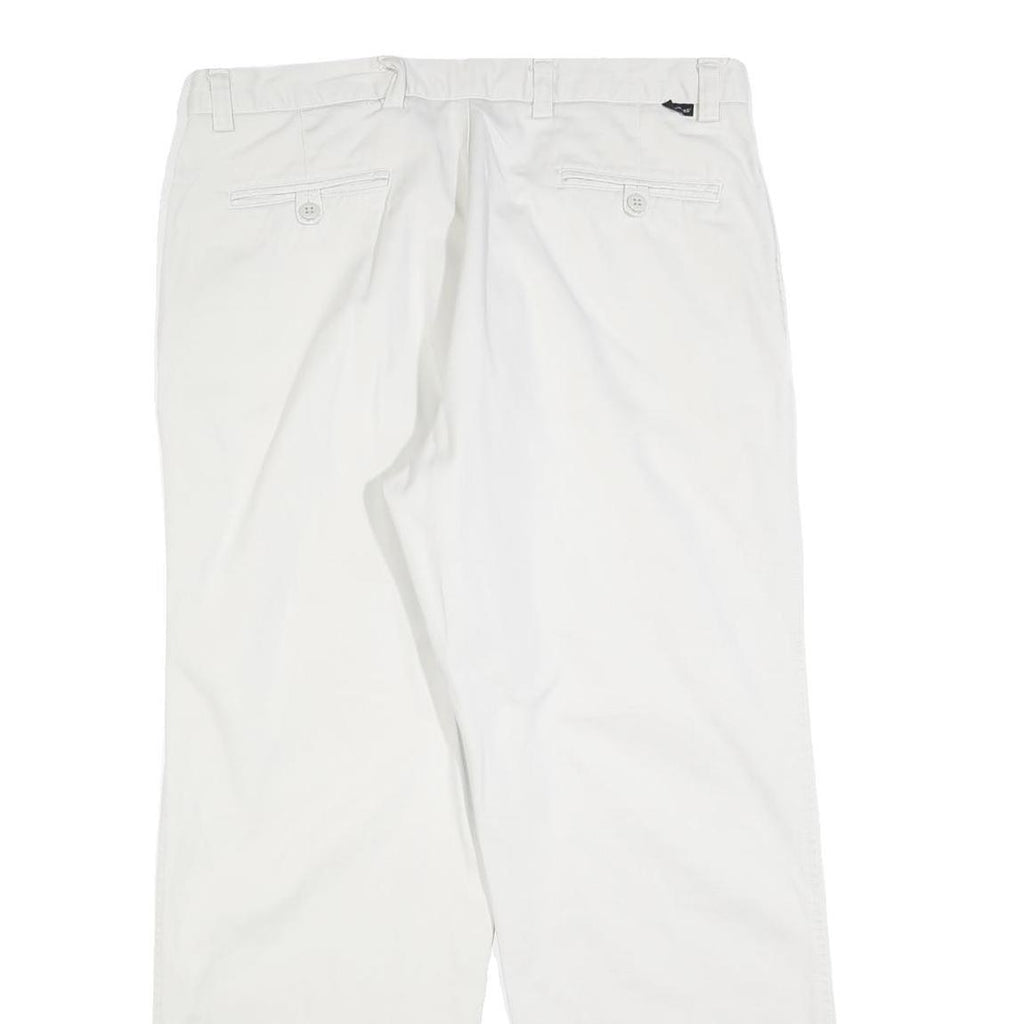 DOCKERS Mens Cotton Blend White Regular Straight Trousers W36 L30 Classic Zip