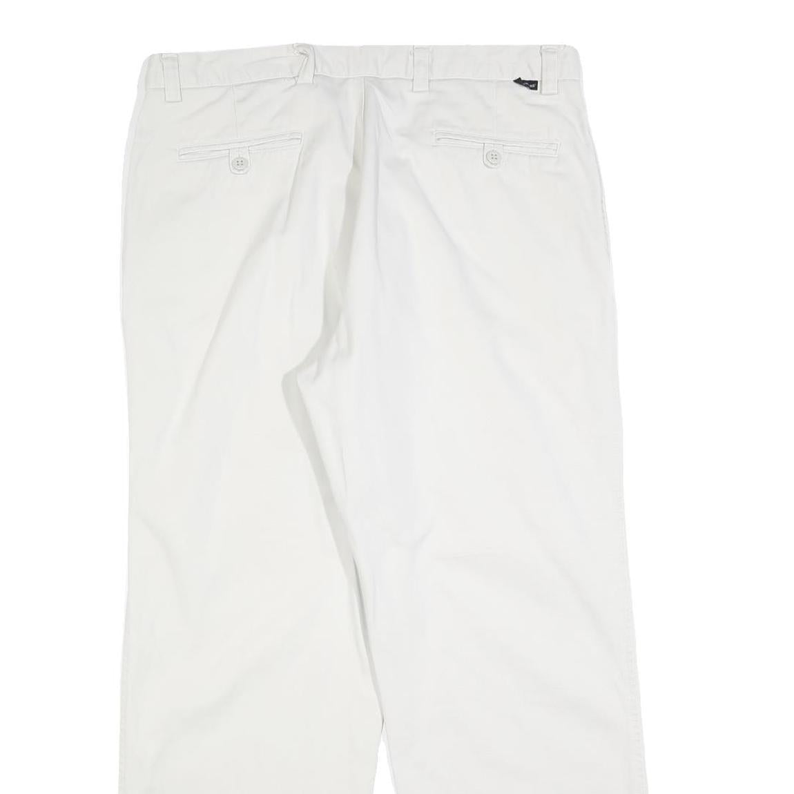DOCKERS Mens Cotton Blend White Regular Straight Trousers W36 L30 Classic Zip