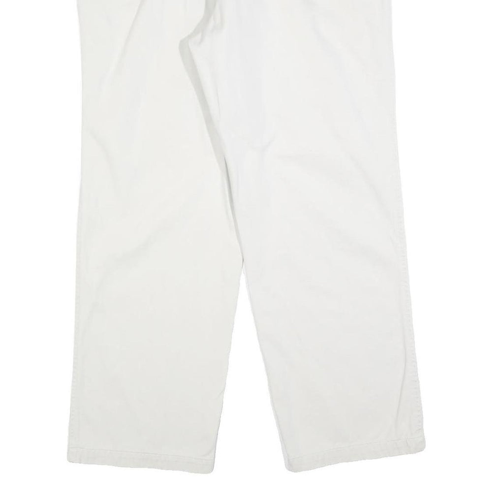 DOCKERS Mens Cotton Blend White Regular Straight Trousers W36 L30 Classic Zip