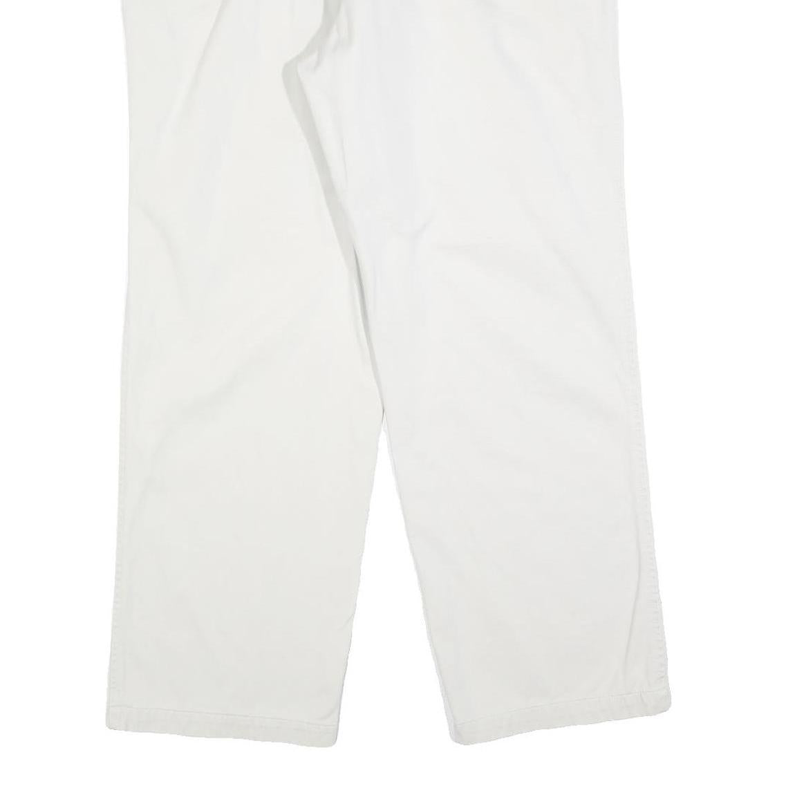 DOCKERS Mens Cotton Blend White Regular Straight Trousers W36 L30 Classic Zip